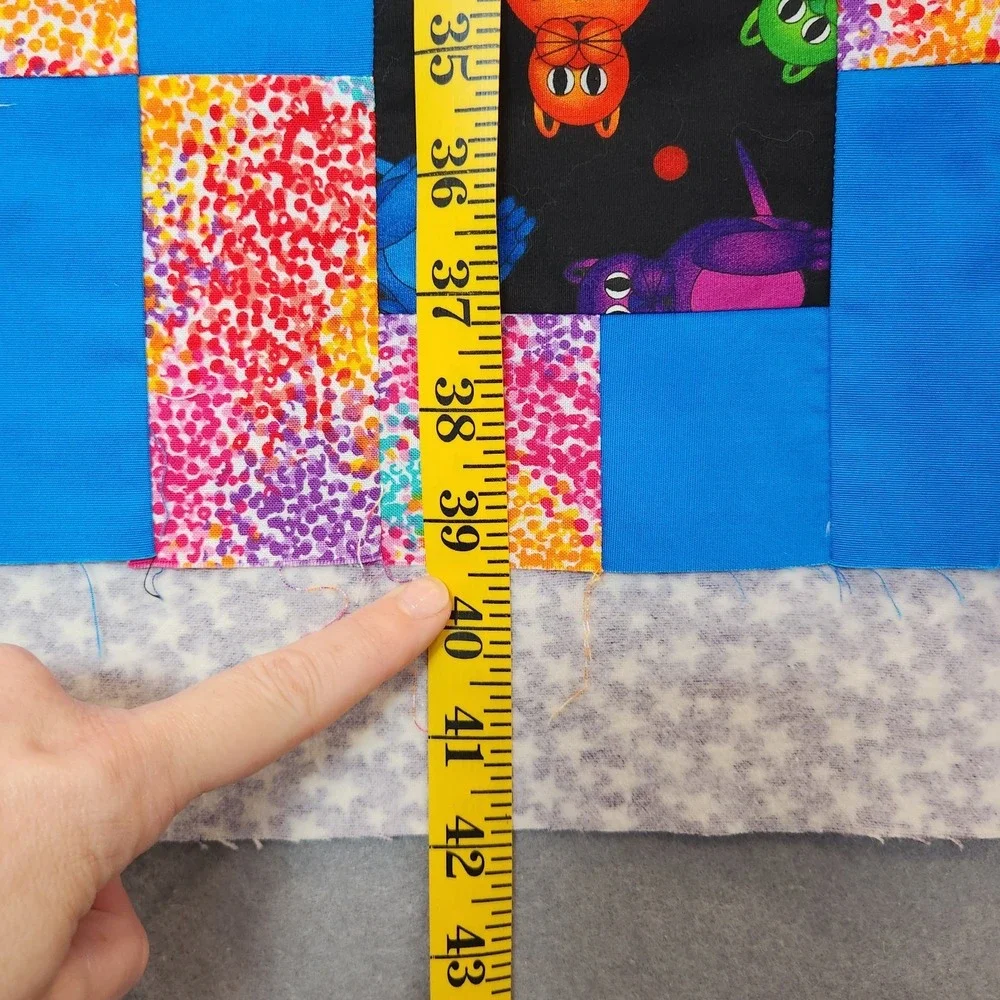 Unfinished Quilt Top Cats Kitties Colorful Lap or‎ Baby 39x39 Includes Backing